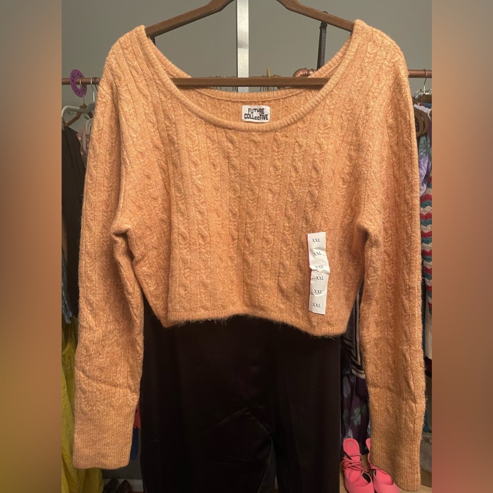 Future Collective Cropped Tan Sweater - Sz XXL - Picture 2 of 4